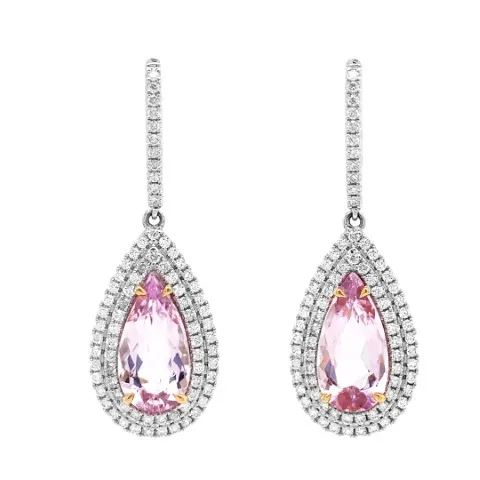 18K White Gold Morganite Earrings