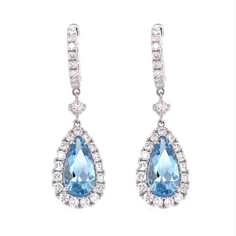 18K White Gold Aquamarine Earrings