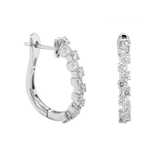 18K White Gold Diamond Huggies