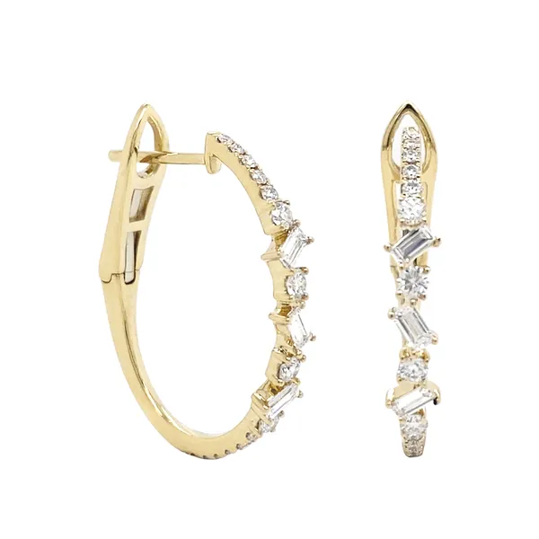 18K Yellow Gold Diamond Hoops