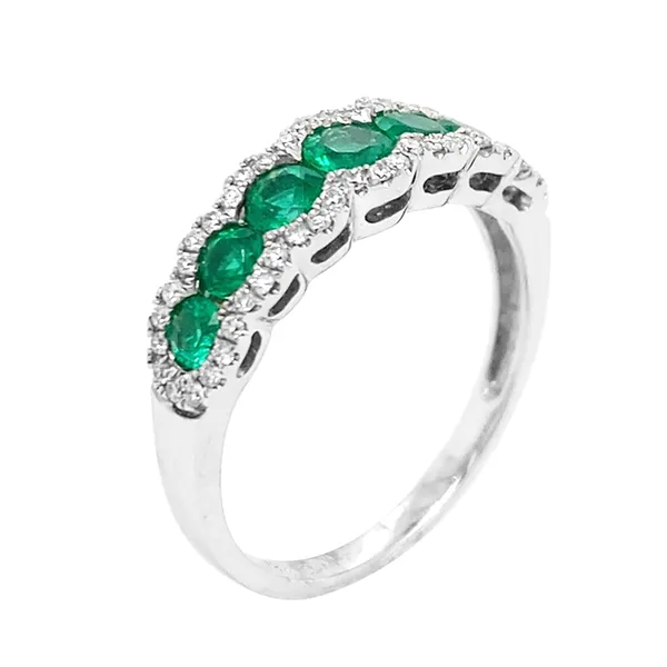 18K White Gold Emerald Band