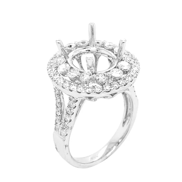 18K White Gold Semi Mount Ring