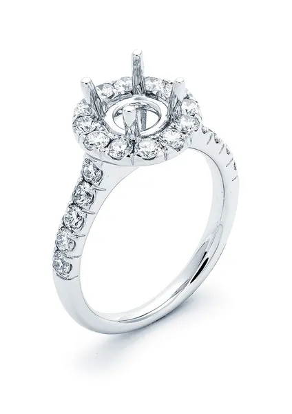 18K White Gold Semi Mount Ring