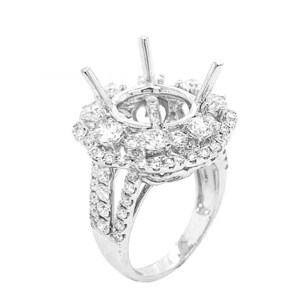 18K White Gold Semi Mount Ring