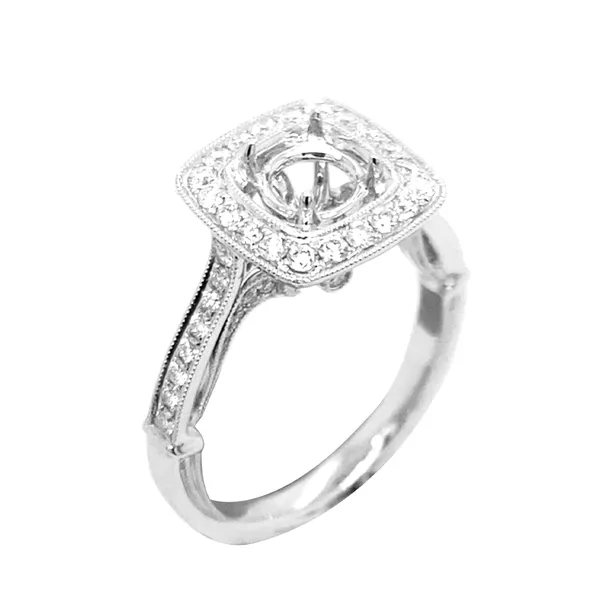 18K White Gold Semi Mount Ring