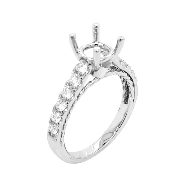 18K White Gold Semi Mount Ring
