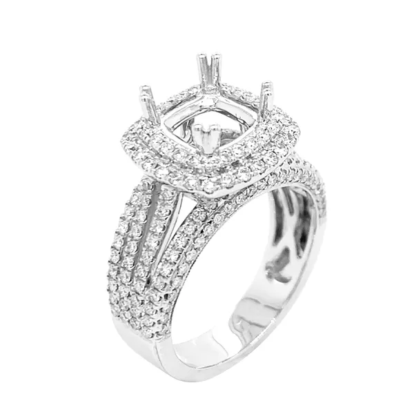 18K White Gold Semi Mount Ring