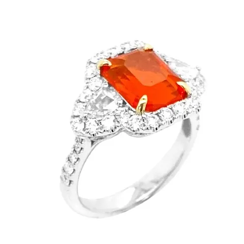 18K Two-Tone Gold Fire Opal Ring