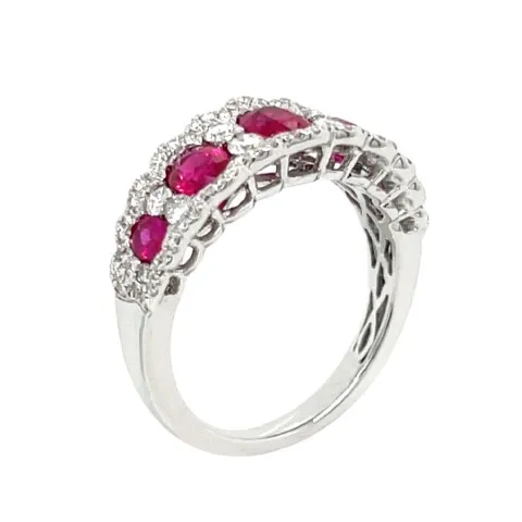 18K White Gold Ruby Band