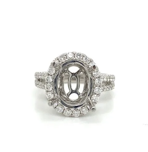 18K White Gold Semi Mount Ring