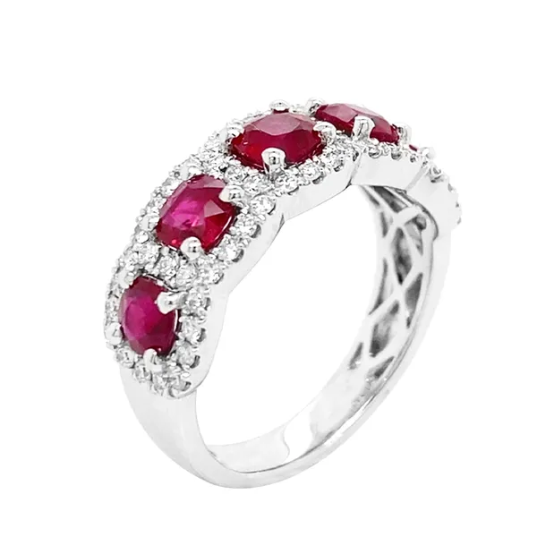18K White Gold Ruby Band