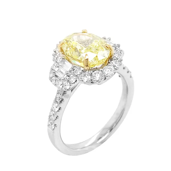 18K Two-Tone Gold Yellow Diamond Ring