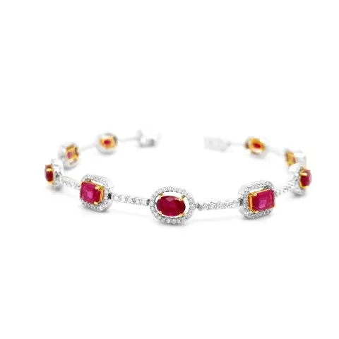 18K White Gold Ruby Bracelet