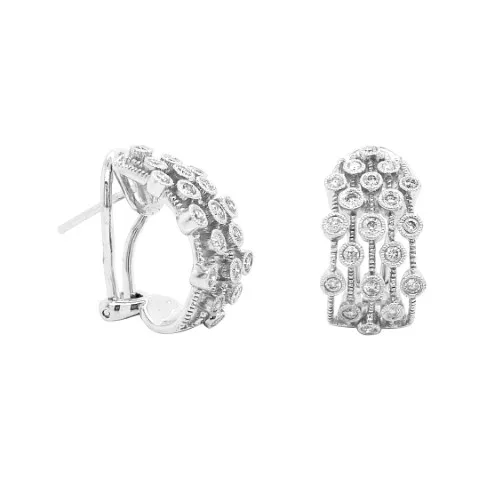18K White Gold Diamond Huggie Earrings