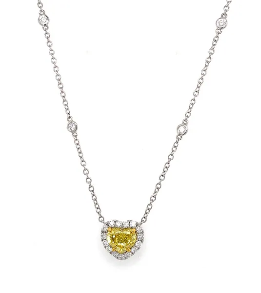 18K Two-Tone Gold Yellow Diamond Necklace
