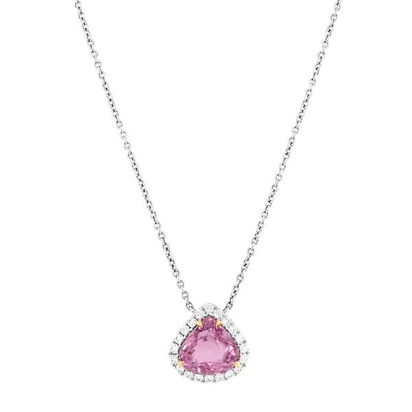 18K Two-Tone Gold Pink Tourmaline Necklace