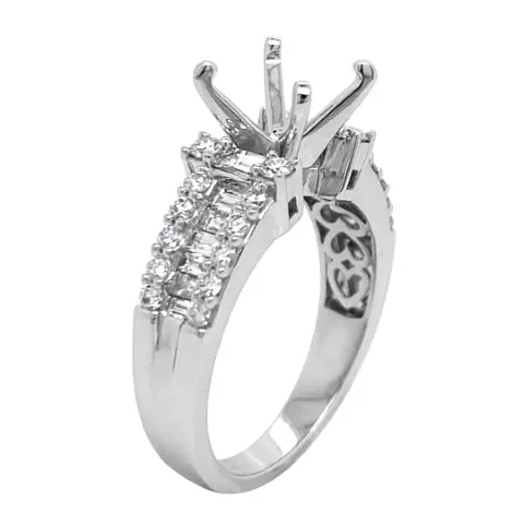 18K White Gold Semi Mount Ring