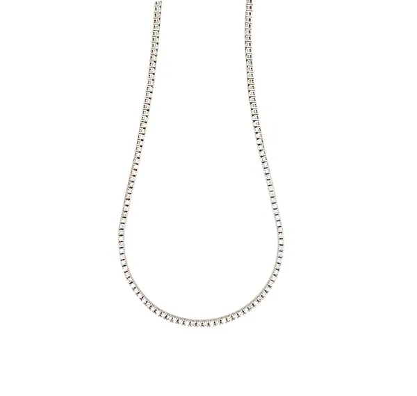 18K White Gold Tennis Necklace