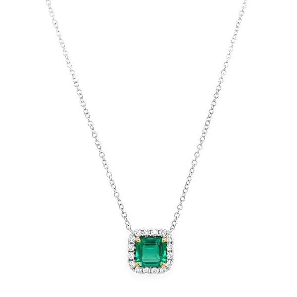 18K White Gold Emerald Necklace