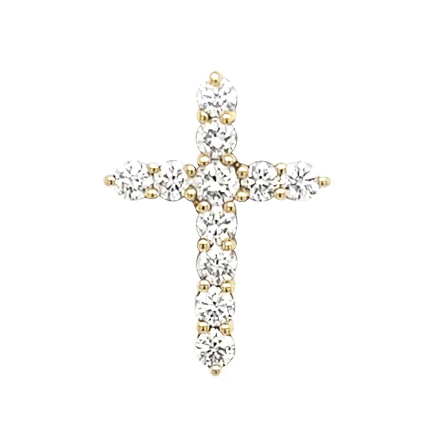 18K Yellow Gold Diamond Cross Pendant