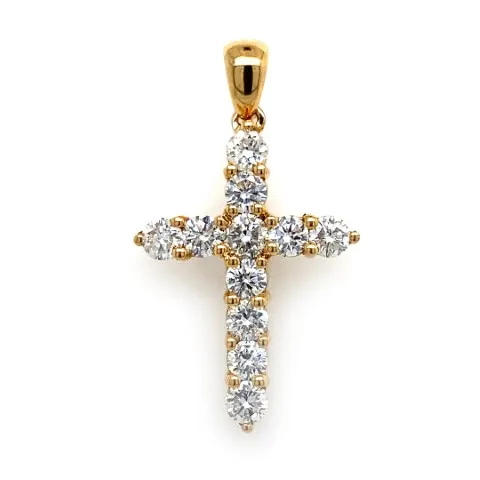 18K Rose Gold Diamond Cross Pendant