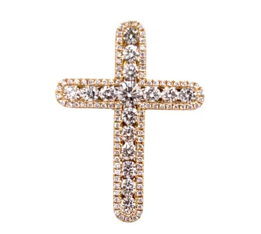 18K Yellow Gold Diamond Cross Pendant