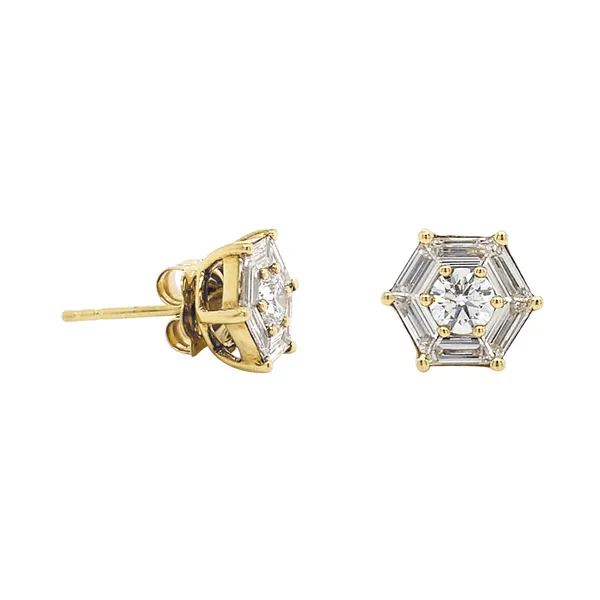 18K Yellow Gold Diamond Earrings