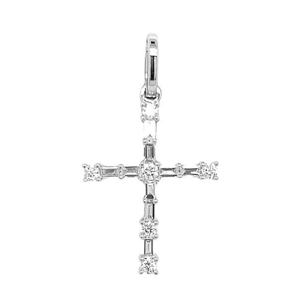 18K White Gold Diamond Cross Pendant