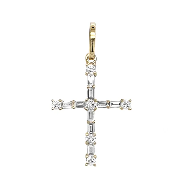 18K Yellow Gold Diamond Cross Pendant