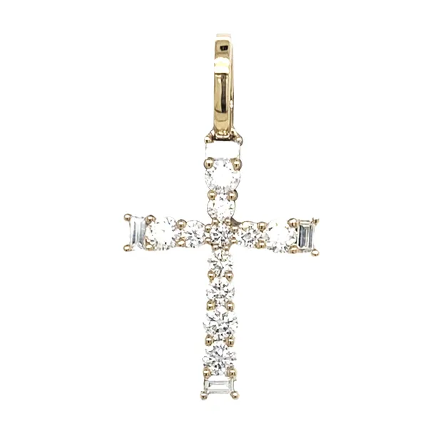 18K Yellow Gold Diamond Cross Pendant