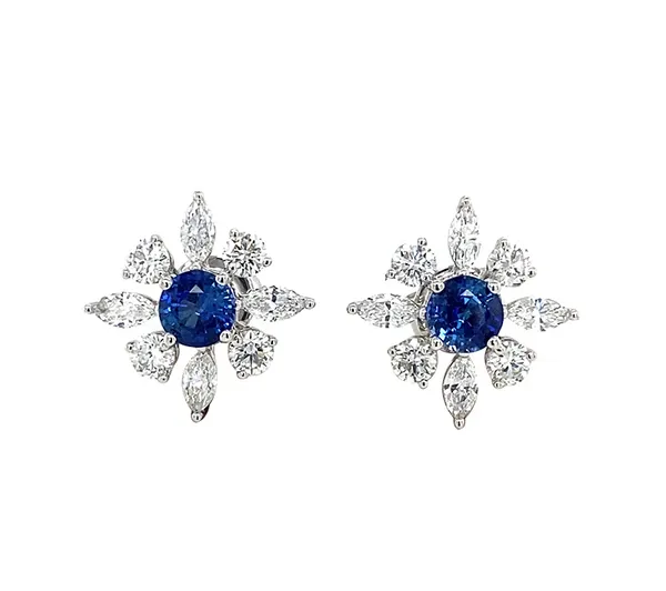 18K White Gold Sapphire Earrings