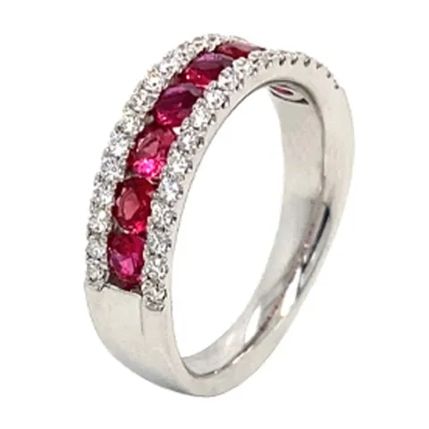 18K White Gold Ruby Band