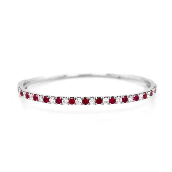 18K White Gold Ruby Bangle