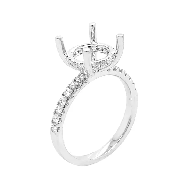 18K White Gold Semi Mount Ring