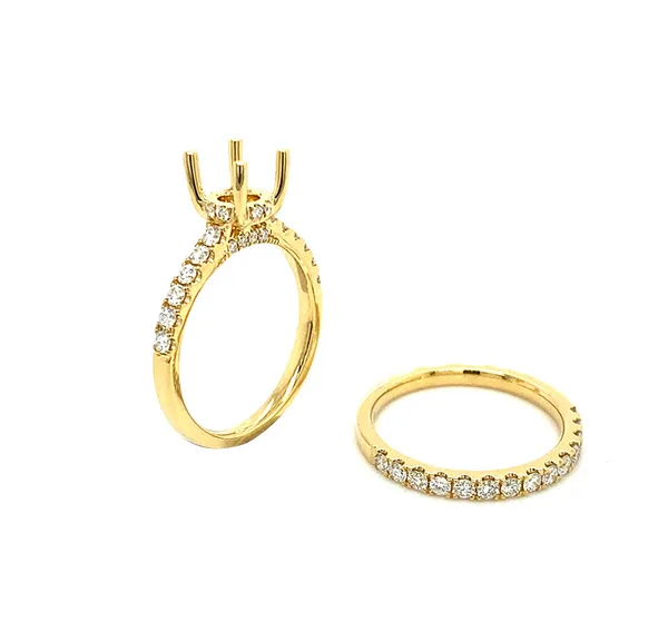 18K Yellow Gold Semi Mount Set Ring