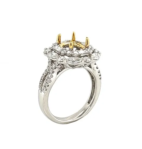 18K Two-Tone Gold Semi Mount Ring