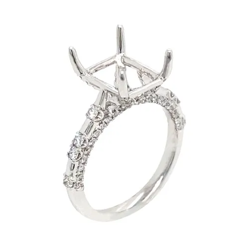 18K White Gold Semi Mount Ring