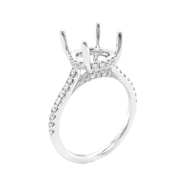 18K White Gold Semi Mount Ring