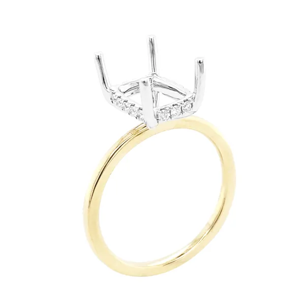 18K Two-Tone Gold Semi Mount Ring