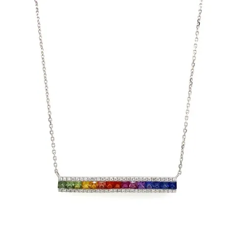 18K White Gold Fancy Sapphire Necklace