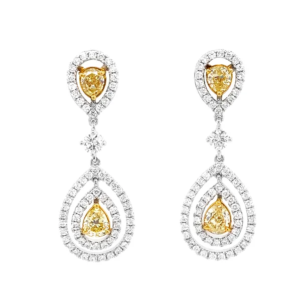 18K Two-Tone Yellow Diamond Earrings