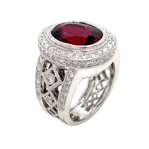 18K White Gold Rubellite Ring