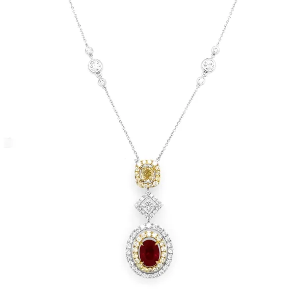 18K Two-Tone Gold Ruby Necklace