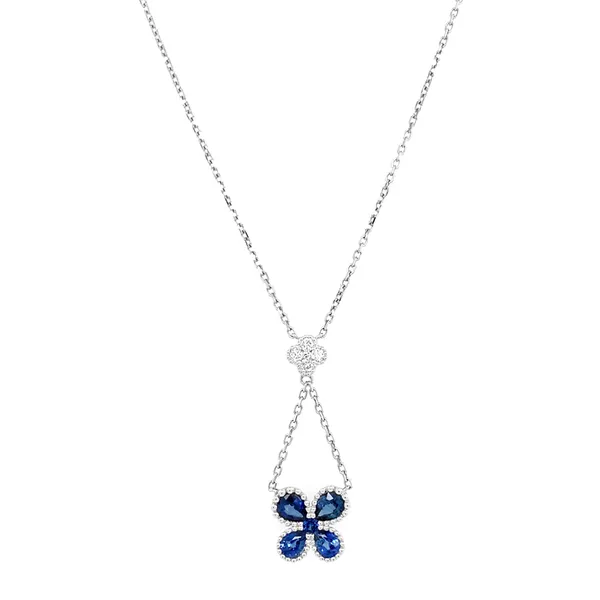 14K White Gold Sapphire Necklace