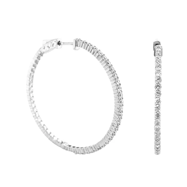 18K White Gold Diamond Hoops