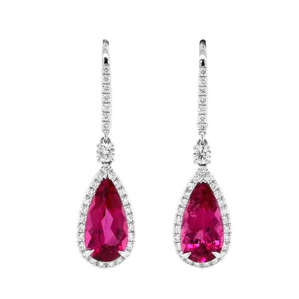 18K White Gold Rubellite Earrings