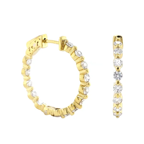 18K Yellow Gold Diamond Hoops