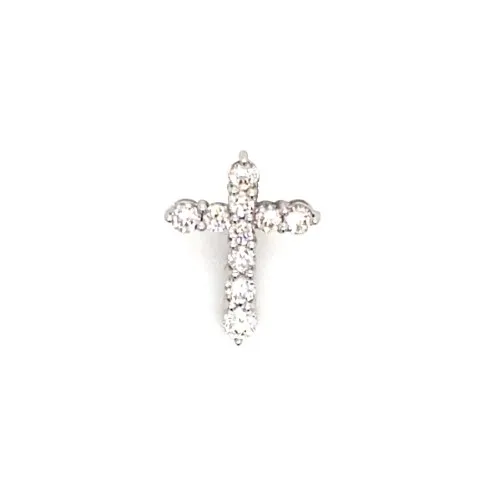 18K White Gold Diamond Cross Pendant