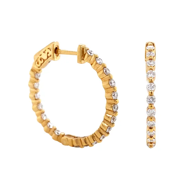 18K Rose Gold Diamond Hoops