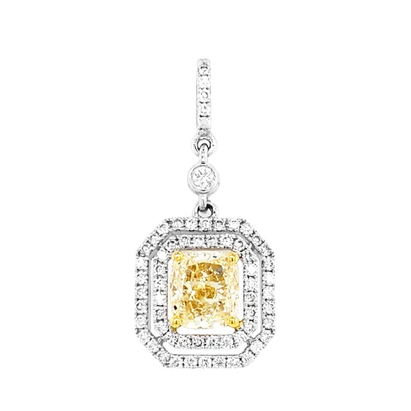 18K White Gold Yellow Diamond Pendant